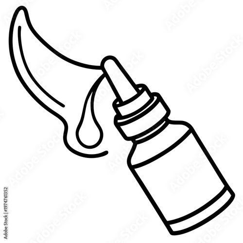 Saline nasal spray line art vector