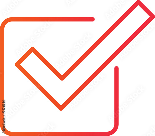 Orange and red gradient checkmark in a box, symbolizing confirmation or completion