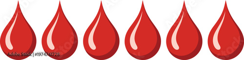 Red blood drops vector icon set for medical donation healthcare infographic and website design
