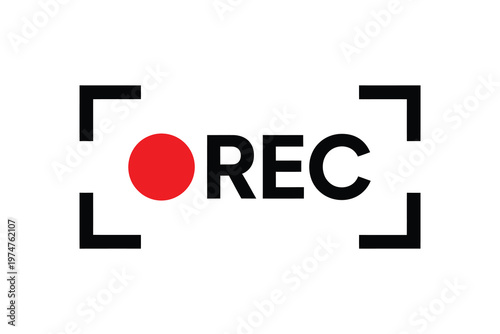 Minimalist logo design featuring a red circle and the text REC, symbolizing recording and media production in a modern style.