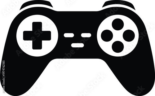Video game controller silhouette vector illustration modern digital gaming console gamepad icon for electronic entertainment and leisure activity professional joystick hardware for gamers play