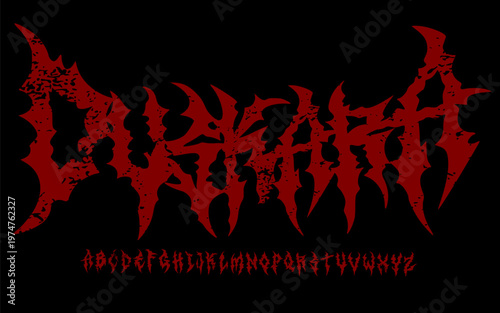 Duskara Extreme Blood Drip Horror Font Alphabet – Brutal Red Gothic Typeface with Dark Death Meaning and Savage Spiky Character Style forTattoo Design and Underground Typography Designers