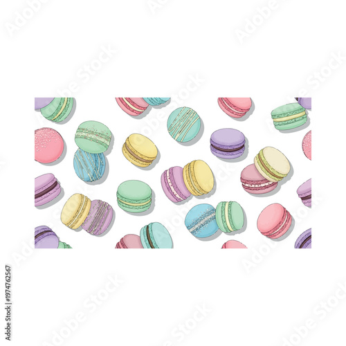 Colorful macarons in various pastel shades.