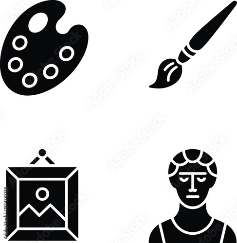 Classic symbols representing the art and creativity professions