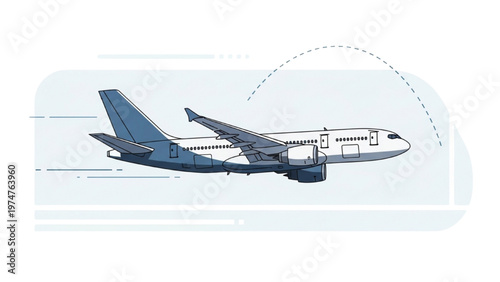 Vector CAD design illustration of airplane in flight with vector graphics