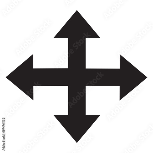 Free Download Four direction arrow icon, cross arrows symbol, navigation choice concept, minimalist black vector illustration isolated on white background. - GFXLoad
