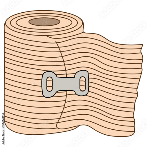 Medical Elastic Bandage Roll with Metal Clip Vector Illustration