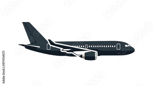 Vector CAD design of airplane in flight for travel brochure