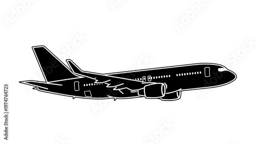Vector CAD design of airplane in flight mode