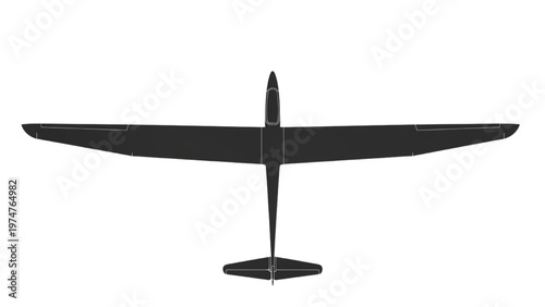 Vector CAD design of a sleek glider model in flight from above