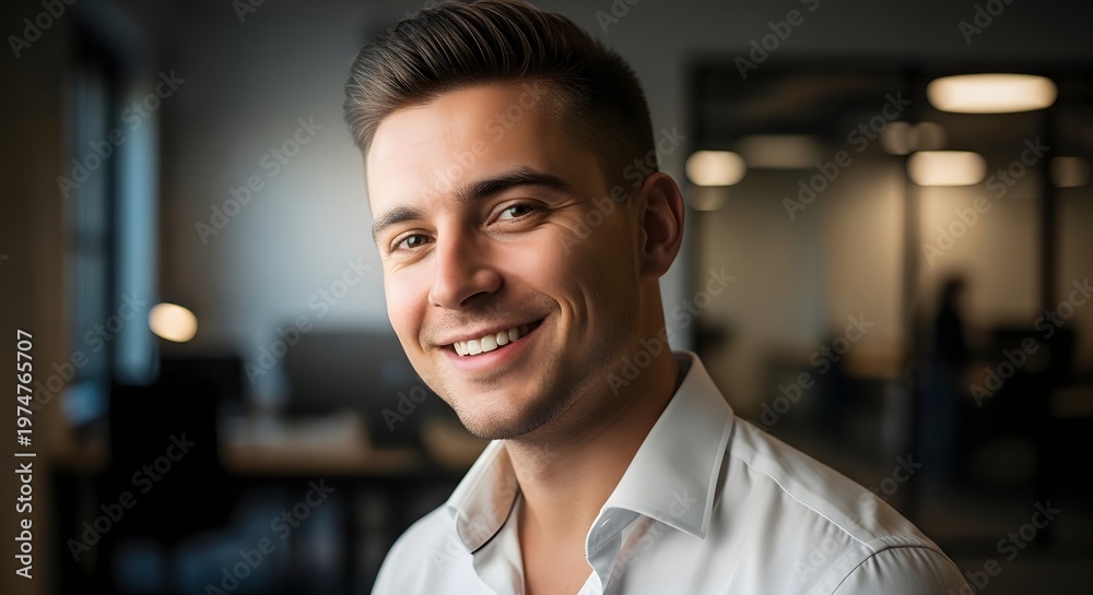 Obraz premium Business man smiling portrait in office workplace