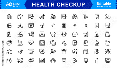 Explore a Unique Health and Wellness line icon pack, perfect for modern and comprehensive applications.