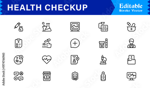 Explore a Unique Health and Wellness line icon pack, perfect for modern and comprehensive applications.