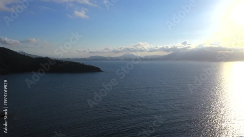 Aerial view of Itapema and Meia Praia coastline, Santa Catarina, Brazil.