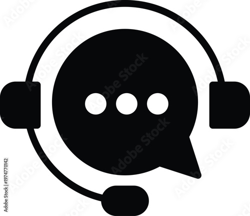 Customer Support Vector Icon Headset Chat Assistance Communication Design