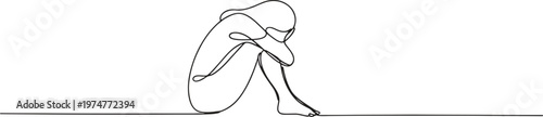 A minimalist line art drawing of a person feeling vulnerable.