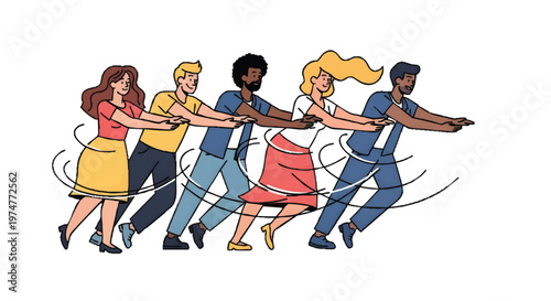 Diverse group of people dancing together in harmony