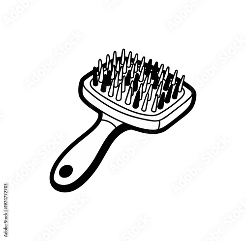 Grooming brush isolated on black background for pet care
