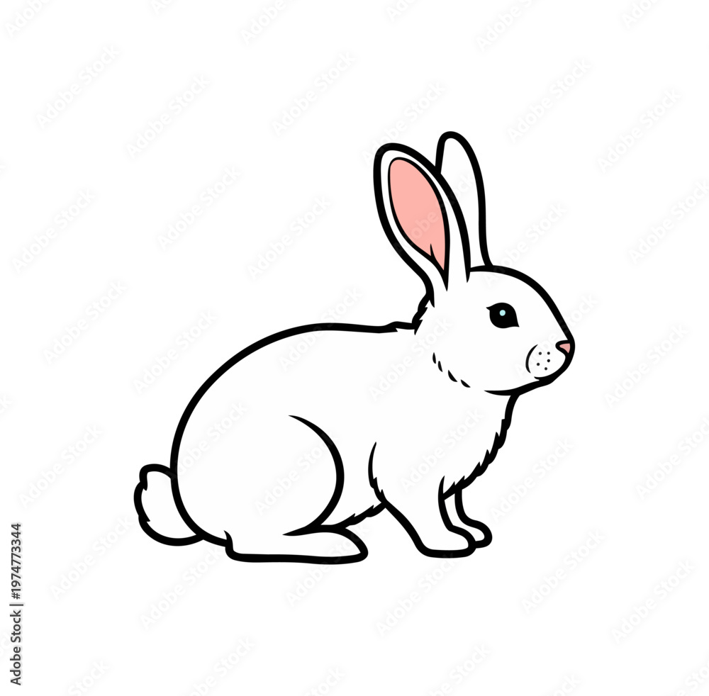 Fototapeta premium White rabbit illustration isolated on black background