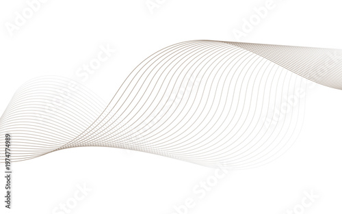 Abstract Minimal Black Wave Lines On White Background With Flowing Curves And Modern Design.
