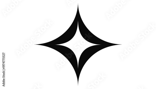 Black four point star symbol with slightly rounded edges on white background