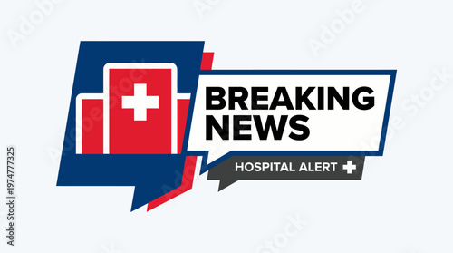 Urgent medical news and hospital alert vector illustration. Graphic design for healthcare announcements, crisis updates, and emergency information