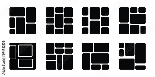 Canvastavla Photo frame vector set bento grid collage pastel minimal geometric modern metaba