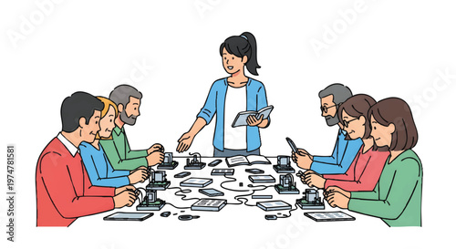 Business people discussing and planning with puzzle pieces