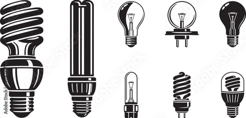 Light Bulb Types Collection With LED CFL And Classic Bulbs Vector
