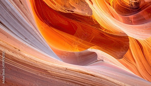 Abstract Natural Rock Formation With Swirling Colors In A Canyon.