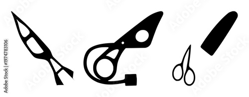 Surgical scalpel blade set with solid black icon on pristine white background featuring medical, surgical, cutting with symbol and instrument