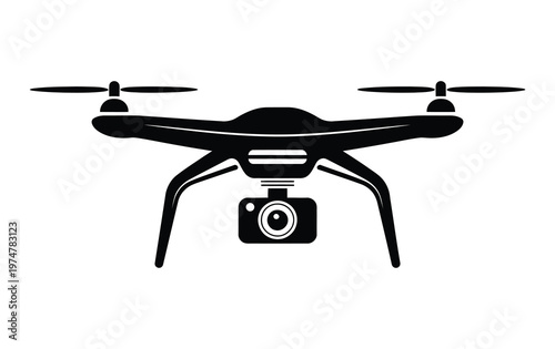 Drone icon black vector design quadcopter aerial device technology silhouette simple minimal illustration