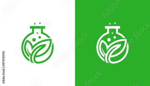 Eco Science Flask Leaf – Green Nature Lab Logo