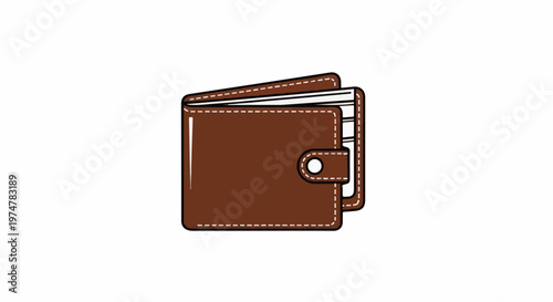 Brown bi-fold wallet with white stitching, open revealing pages