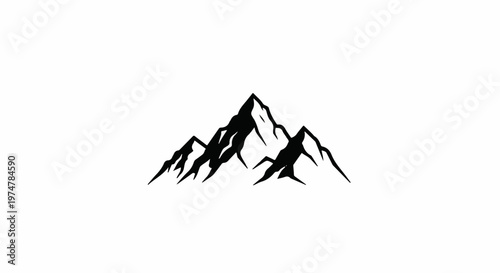 Black silhouette of jagged mountain peaks against a white background