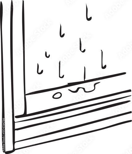 窓にできた結露_線画