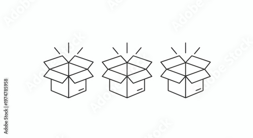 Exciting open delivery boxes with radiating light, symbolizing a delightful surprise, special offer, or successful unboxing experience awaiting discovery