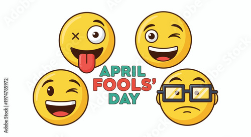 April Fools Day celebration with funny emojis and playful designs