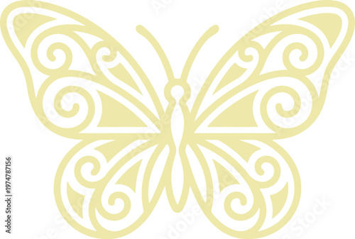 Butterfly and Scales of Justice icon. A vibrant green butterfly balances atop a traditional legal scale, symbolizing freedom and fairness. Flat vector illustration for environmental law and advocacy.