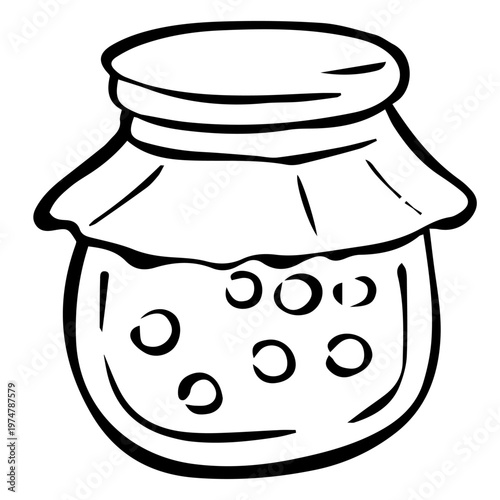 Hand Drawn Jam Jar Line Art – Minimalist Food Doodle Illustration