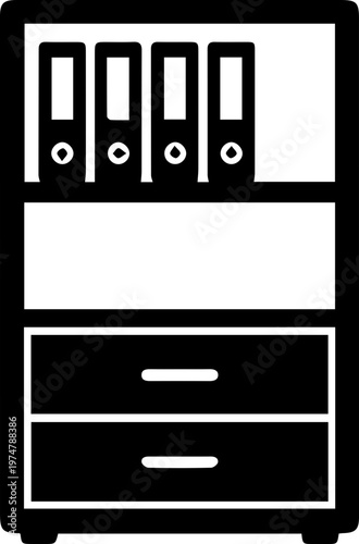 Office Cabinet with Organized Binders and Files Illustration