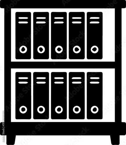 Office Cabinet with Organized Binders and Files Illustration