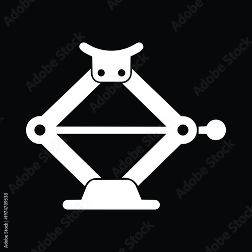 Solid White Silhouette Standalone Mechanical Scissor Car Jack Vector Icon 
