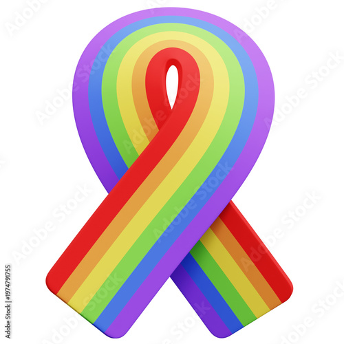 Bild auf Leinwand 3D Awareness Pride Rainbow Color Ribbon Loop Icon
