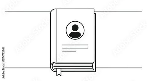 Contact Book Icon, Address Directory Symbol Vector, User Profile Notebook Illustration, Phone Contact List Logo, Personal Data Organizer Icon Line and Solid Style