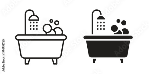 Bathtube icon for graphic and web design. EPS10