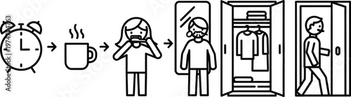 Morning routine, woman getting ready