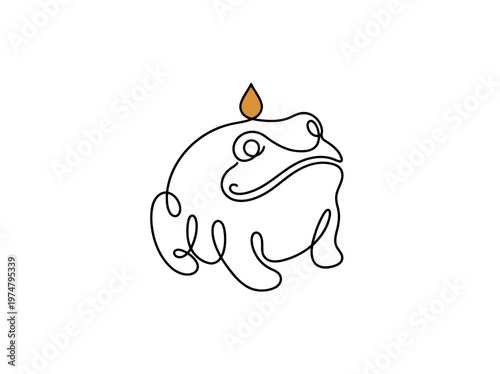 Gongfu Tea Pet Figurine with Tea Droplet Single Continuous Line Drawing Minimalist Monoline Vector Illustration