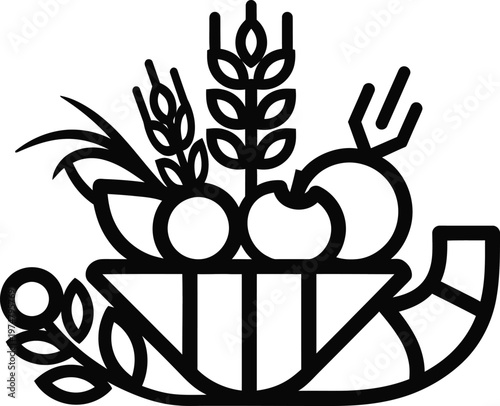 abundance bowl with fruits and wheat