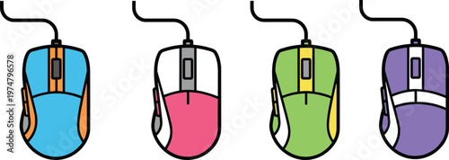 Professional ergonomic gaming mouse set with colorful wired peripherals